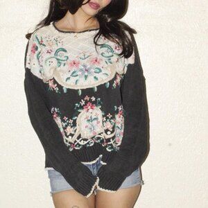 floral knit sweater